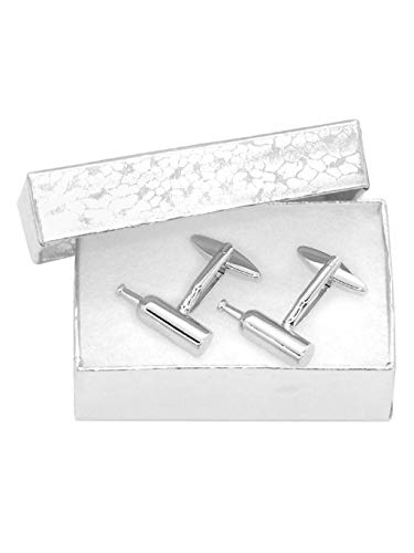 Mancuernillas de hombre tono plata botella de vino miniatura 2