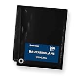 Boni-Shop Bauzaunplane Sichtschutz 1,76x3,41m schwarz | 160g/m² PE-Gewebeplane wasserdicht UV-stabilisiert | Zaunblende Blickdicht mit Aluminium-Ösen | Windschutz Bauplane