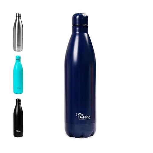 Borraccia Termica in acciaio inox da 1L - Otto Koning - Bottiglia termica isolata. Mantiene le bevande fredde per 24 ore e quelle calde per 12 ore. Bottiglia thermos a prova di perdite, senza BPA