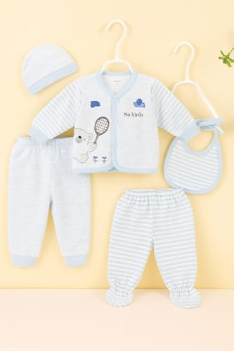 Image of New Born Baby Winter Wear Keep Warm Baby Clothes 5Pcs Sets Cotton Baby Boys Girls Unisex Baby Fleece /Falalen or Flannel Suit Infant New Born Night Suits