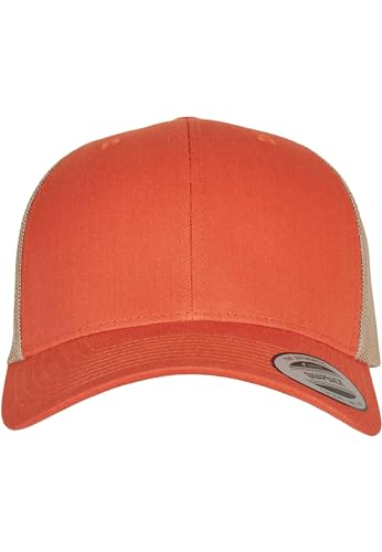 Flexfit Berretto da Baseball Unisex, Stile retrò Trucker 2 Toni, Colore: Arancione/Cachi, Taglia Unica