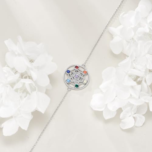 YFN Metatron Cube Bracelet Sterling Silver Sacred Geometry Seals of Archangel Angel Jewelry 7 Chakra Talisman Gifts for Women Men3