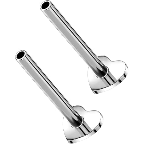 G23 Titanium Threadless & Internally Threaded Flat Back Stud Earrings – 20G 18G 16G Silver Gold Labret Post in 5mm–12mm for Nose Helix Tragus Cartilage Conch Lobe Medusa Piercing Jewelry 2pc