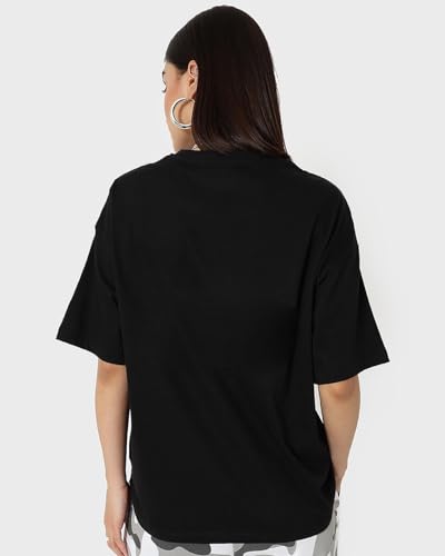 Image of Bewakoof Women's Being Savage Graphic Printed Oversized Cotton T-Shirt Oversized Fit, Round Neck, Half Sleeves