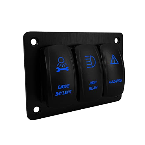 Image of 3 Gang Custom Toggle Switch Panel Blue Led Waterproof UTV Rocker Switch Panel for Car Boat Truck Off Road Vehicle RV RZR IP66