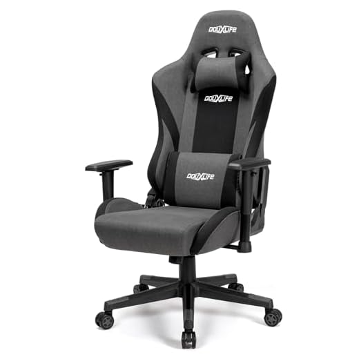 Douxlife Computer Gaming Chair with Widened and Thickened Breathable Fabric Cushion, Ergonomic Office Chair for Adults with Removable Head & Lumbar Support,175° Reclining, Max Weight 300lb