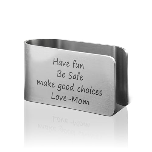 PUVOXHO Have Fun Be Safe Make Good Choices Engraved Stainless Steel Car Visor Clip, Travels Visor...