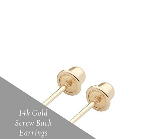 14K Yellow Gold Tiny Solitaire Made With Swarovski Cubic Zirconia Round Stud Earrings (2.5Mm) #TOP4