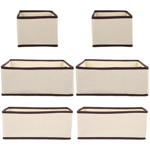 TOBBOMEY 6個 内衣格子布製折りたたみ引き出し式ブラ収納ボックス点 折畳み可能で持ち運び便利 靴下や下着の類整理に 収納ケースとして家や