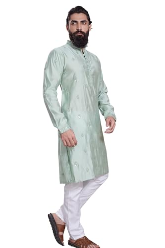 Image of DIVISIVE Men's Embroidered Cotton Silk Blend Only Slim Fit Kurta