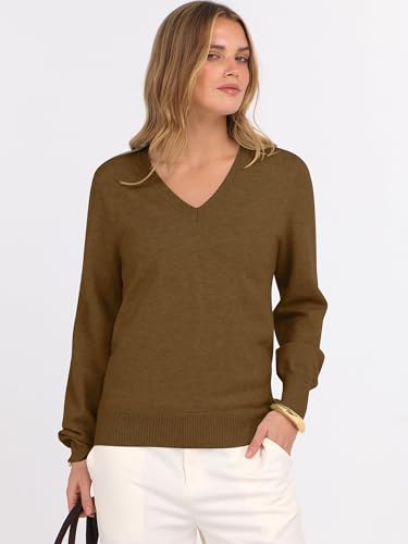 Image of ANRABESS Women's Long Sleeve V Neck Basic Sweaters | Classic Pullover Tops,Soft Loose,Business Casual Work,Travel Vacation,All Day Wear,Fall Spring Outfits,Winter Layer Clothing