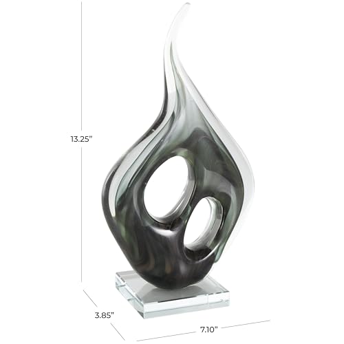 Escultura Decorativa de Vidrio Abstracta Verde 7x4x13 pulgadas miniatura 3