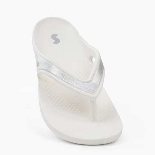 Image of SOLETHREADS Gleam Women Flip Flop | Metallic Strap | Lightweight | Soft Comfortable | Waterproof | Stylish | Thong | Anti Skid | Slippers | Styles | Daily Use | Everyday Slippers