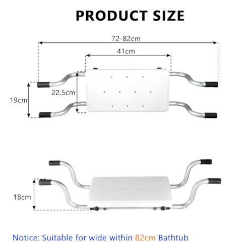 Siège de bain suspendu extensible de 72 à 82 cm pour seniors et PMR
