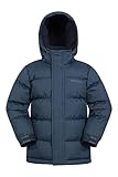 Mountain Warehouse Snow wasserabweisende Winterjacke für Kinder - gesteppte, wattierte, atmungsaktive Jacke mit Kapuze für Jungen und Mädchen, leichte Regenjacke Dunkelblau 11-12 Jahre