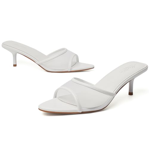 Image of Mostrin Kitten Heels for Women Pointed Toe Vintage Mules Heels Sexy Slip on Stiletto Backless Sandals for Party Wedding Daily