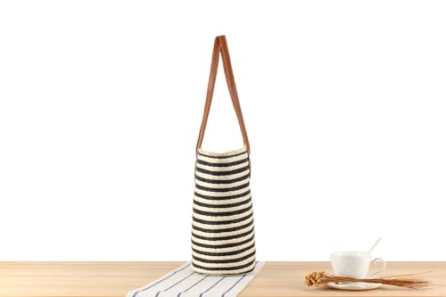 Image of Teeya Straw Crossbody Bag Women Weave Shoulder Bag Round Summer Beach Purse and Handbags