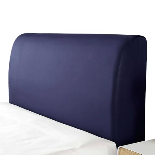 ZRCYXDW Stretch Spandex Bed Headboard Cover, Soft Bed Headboard Slipcover with Elastic Bottom Dustproof Protector Cover Washable for Bedroom Decor-Navy Blue-Full Headboard Length (55-63in)