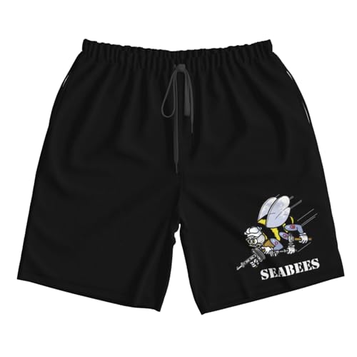 Navy Seabee Men's Beach Shorts Quick Dry Swim Trunks with Pockets Mesh Lining 5