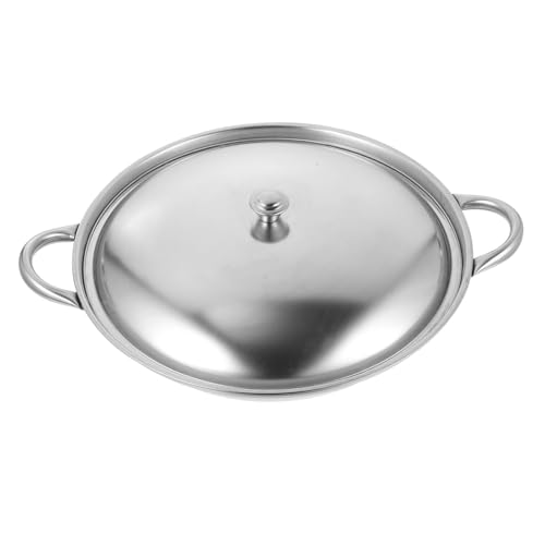 Lurrose Olla de Acero Inoxidable con Doble Asa y Tapa Distribuidor Uniforme de Calor para Cocina Doméstica y Estufa de Alcohol para Guisos y Reuniones Familiares