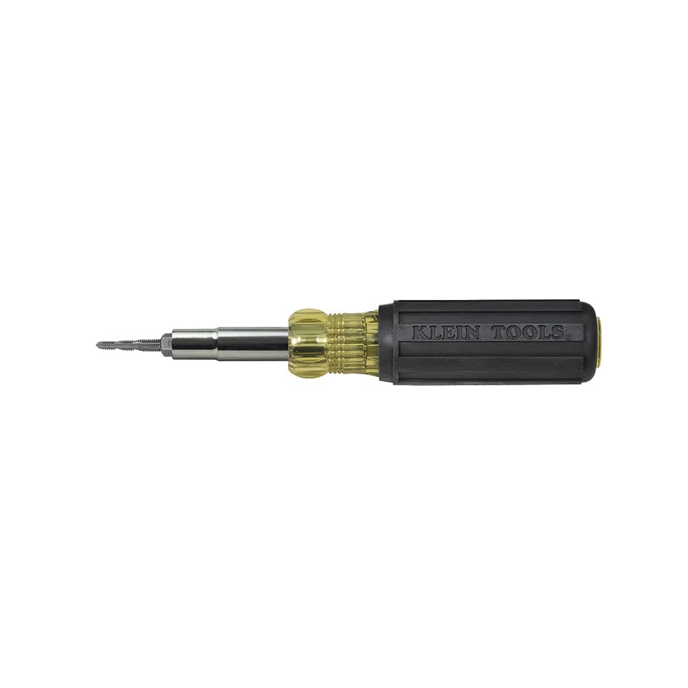Klein Tools 32517 Multi-Bit Screwdriver/Tap Tool with 6 Common Tap Sizes, 4 Screwdriver Tips, and 3 Nut Driver Sizes