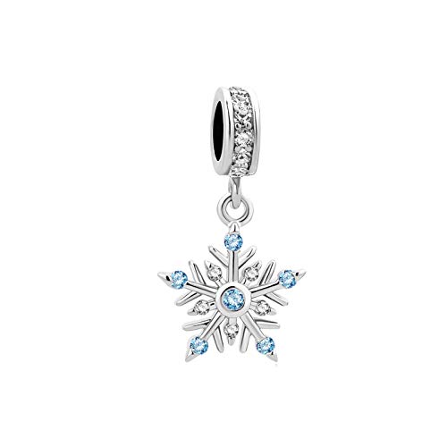 FGT Ciondolo a forma di fiocco di neve, compatibile con braccialetti Pandora Moments con zirconia cubica, Misura unica, Rame, Nessuna pietra preziosa