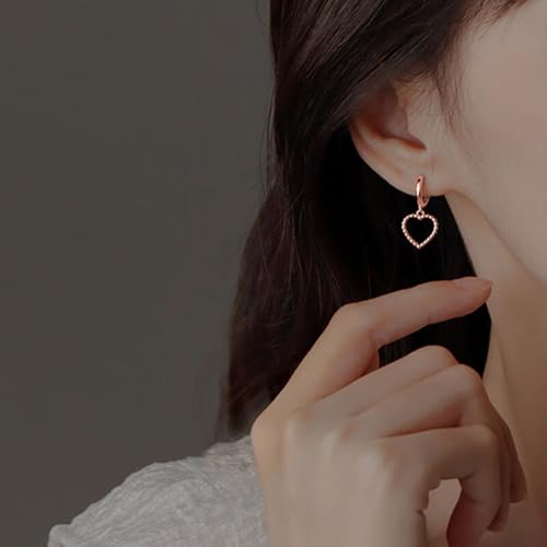 SLUYNZ Sterling Silver Heart Hoop Earrings for Women Teens Love Heart Hoop Earrings Drop Bead Hoop Earrings3