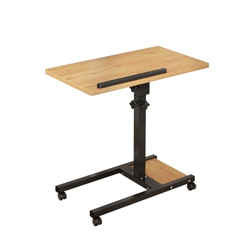 Image of TigerDad Mobile Adjustable Height Laptop Stand PC Computer Portable Notebook Swivel Laptop Desk Rolling Table Desk Cart Tiltable with Wheels Casters& Mouse Pad Table