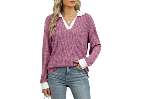 Image of Womens Long Sleeve Shirts Fashion Fall Tops Blouses Sweater Dressy Business Casual Outfits
