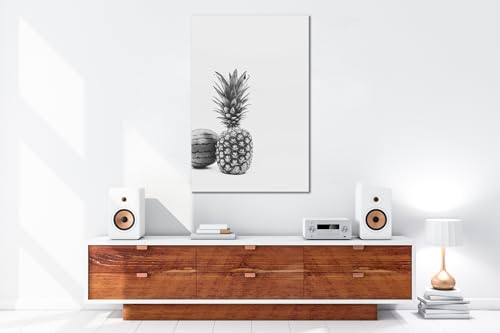 Décoration murale ananas melon noir et blanc grand format 90x60