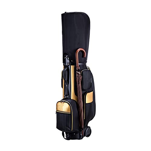 Bolsa de golf con barra de tracción y ruedas, tela ligera impermeable y duradera, fácil de limpiar