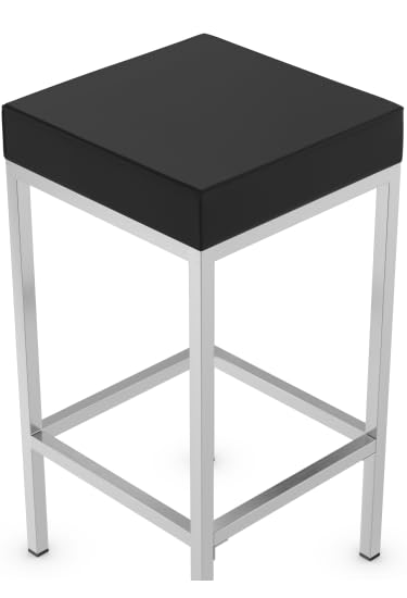 Black Cushioned Bar Stool with Brushed Metal Frame Black Cushioned bar Stool with a Brushed Metal Frame for Modern Kitchen and bar Spaces.-image-22