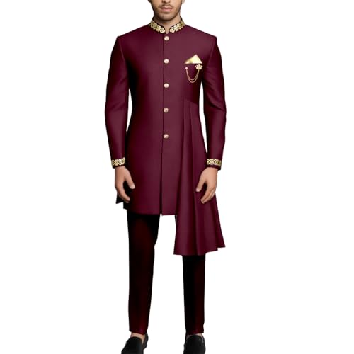 African Suits for Men Dashiki Outfits Slim Fit Nigerian Clothes Attire 2 Piece Blazer and Pants Formal