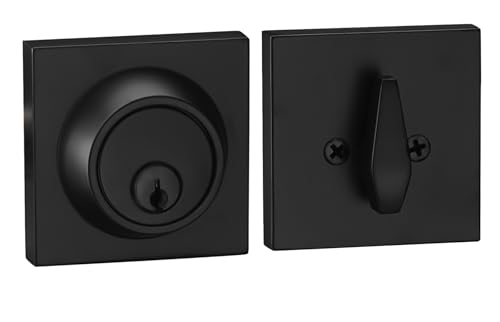 Berlin Modisch Sleek Series Square Single Cylinder Deadbolt Lock for Front Door Entrance Modern High Security Heavy Duty Iron Black Finish