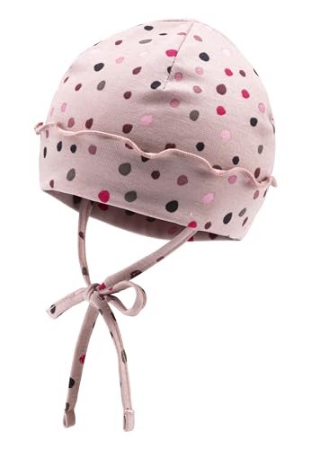 Sterntaler Beanie aus Jersey Bedruckt mit Punkten für Mädchen - Baby und Kinder Mütze mit Umschlag, Bindeband und Ohrenklappen - gefüttert mit Baumwollfleece -perlrosa, 47 Sterntaler Beanie aus Jersey Bedruckt mit Punkten für Mädchen - Baby und Kinder Mütze mit Umschlag, Bindeband und Ohrenklappen - gefüttert mit Baumwollfleece -perlrosa, 47