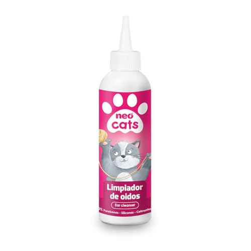NEO CATS - Limpiador de Oídos para Gatos con Árbol de Té y Aloe Vera - Previene Otitis, Ácaros y Reduce el Mal Olor - Fórmula con pH Adaptado y Extracto Natural - 125 ml