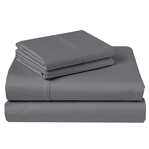 SKS Linen Juego de sábanas 100% algodón, tamaño King (76 x 80 pulgadas), color gris oscuro, juego de sábanas de 6 piezas (1 sábana encimera, 1 sábana bajera, 4 fundas de almohada)