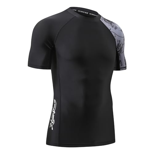 HUGE SPORTS Men's Splice UV Sun Protection UPF 50+ Skins Rash Guard Short Sleeves3