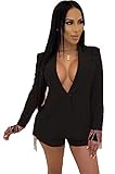 Womens Sexy 2 Pieces Back Slit Tassel Blazer Jackets Bodycon Shorts Party Casual Elegant Business Suit Outfits Set(Tassel Black,XL)