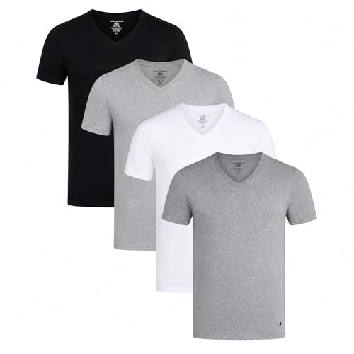 Lucky Brand Mens Shirts - 4 Pack Soft Cotton Short Sleeve Crewneck and V Neck Shirts Men Basic Shirt...
