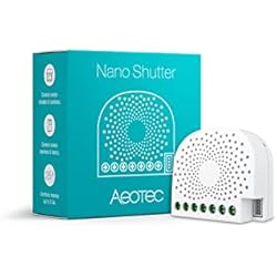 Persianas Invisibles Aeotec ZW141-C Nano Shutter, Z-Wave Plus S2 Motor Driver On/Off/Stop Controller para cortinas, persianas, tonos, puertas, Invisible Instalación, 240 V, Blanco, S