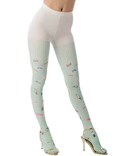 iB-iP Women's Hosiery Cute Sushi Cartoon Nylon Plaid Opaque Pantyhose Tights3