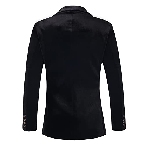 WZIKAI Mens Velvet Blazer One Button Slim Fit Solid Fashion Suit Jacket Sport Coat for Wedding Prom Dinner Party2