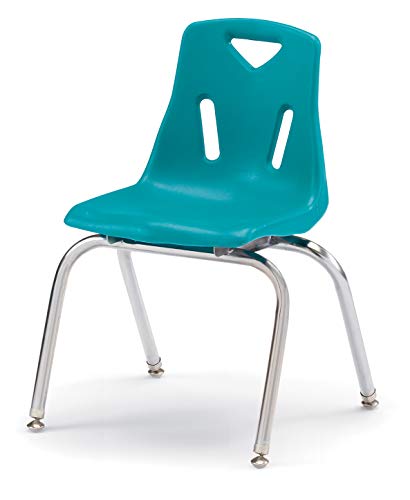 Image of Berries Jonti-Craft 8146JC1005 Stacking Chair with Chrome-Plated Legs, 16 inch Height, Teal