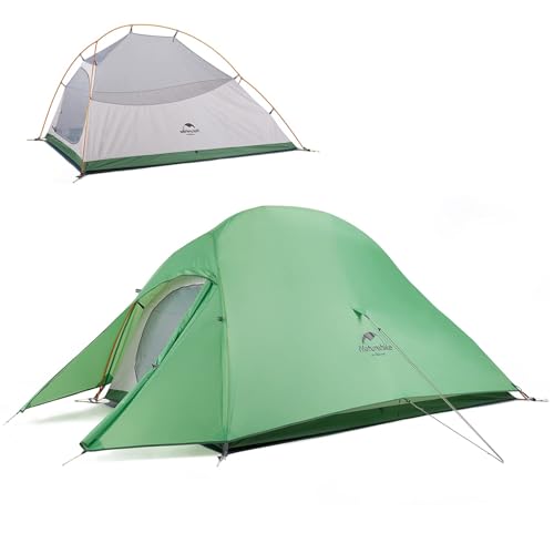 Naturehike Cloud Up Free Standing 2 Person Backpacking Tent Ultralight Nylon Double Layer Camping Tents for Two Person (210T Polyester Light Green, 2 Person)