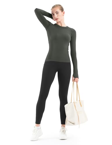 Image of MathCat Seamless Workout Shirts for Women Long Sleeve Yoga Tops Sports Running Shirt Breathable Athletic Top Slim Fit XS-XL