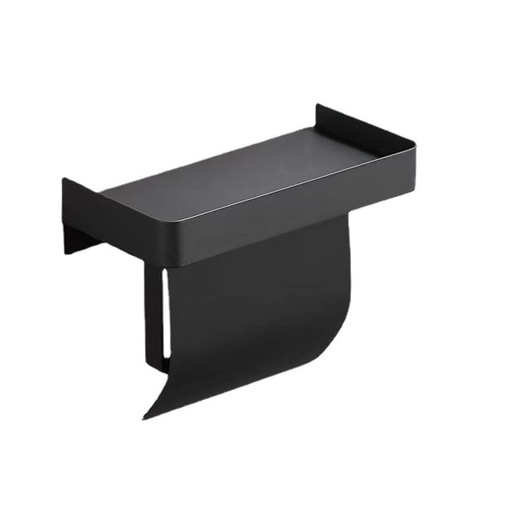 NEECS Porta Carta igienica Autoadesivo da Parete in Acciaio Inox per Bagno e Cucina (Colore : Svart, Dimensioni : 18cm)