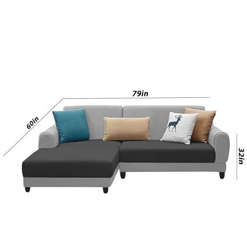 Image of Kraven LHS 4 Seater L Shape Sofa Set for Living Room (Black Grey Fabric) Premium Fabric Sofa