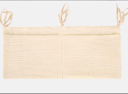 poraceous 2 Piezas Bolso Colgante para Cama de Bebé, Organizador Cuna Algodón Puro, Bolso Colgante para Cama de Baby 2 Bolsillos, Organizador para Cuna de Bebé, Juguetes Pañales Ropa