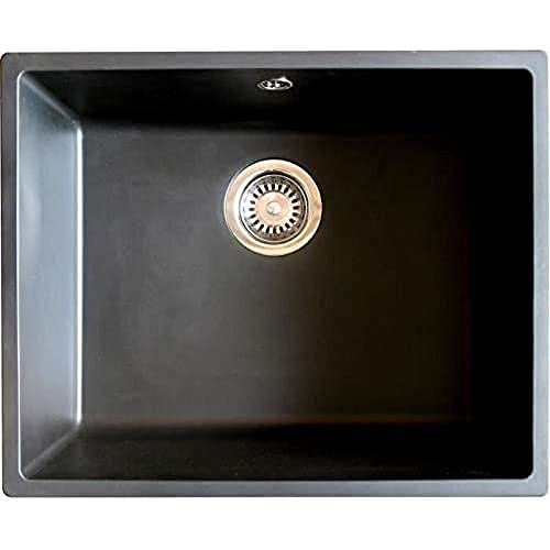 Essebagno Sierra fregadero de una cubeta 54x44 en resina negra